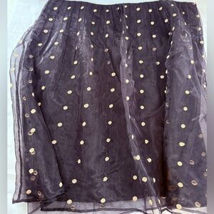 Larry Levine Classics Women's Black & Gold Polka Dot Skirt Silk Blend Size 20W